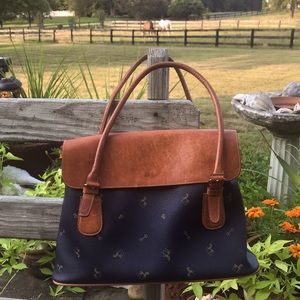 PETUSCO Genuine Leather Horse Blue Brown HANDBAG Shoulder Purse Spanish Bag